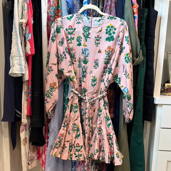 RHODE Floral Mini Dress in Pink and Green - Picture 3 of 6